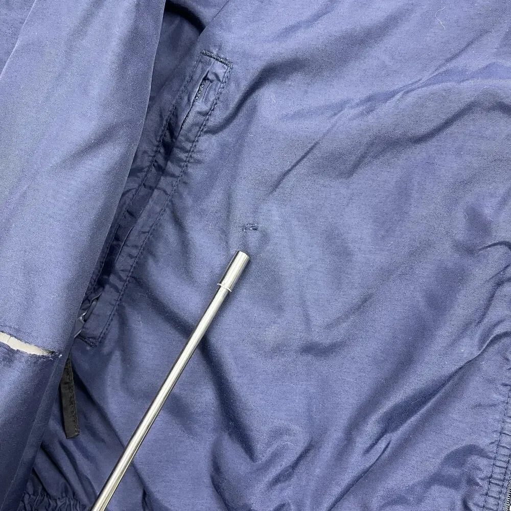 Harriton Full Zip Fleece Lined Windbreaker Jacket Navy Men’s XL Back Embroidered